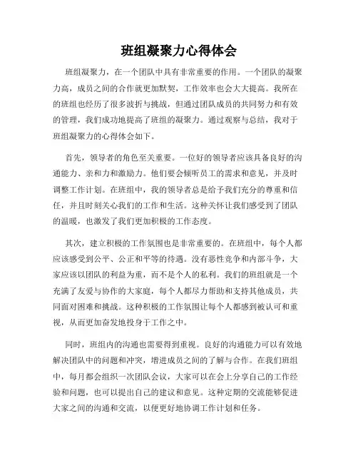 班组凝聚力心得体会