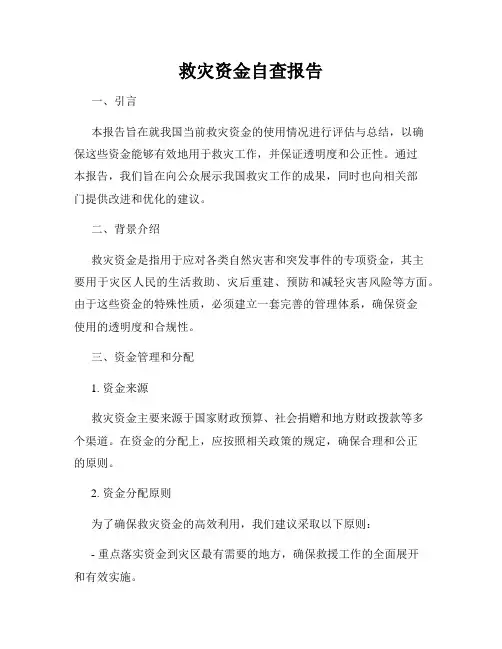 救灾资金自查报告