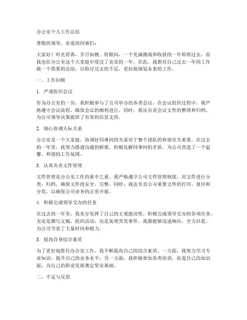 考察办公室个人工作总结