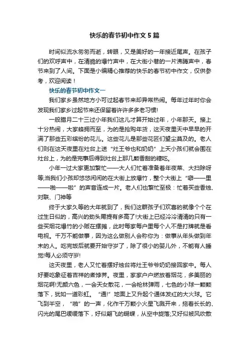 快乐的春节初中作文5篇