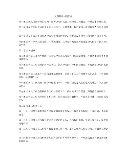 龙湖管理制度汇编