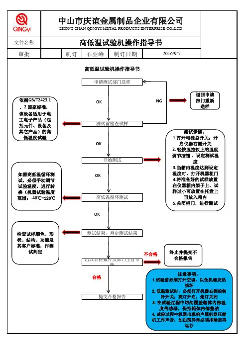 高低温试验操作指导书