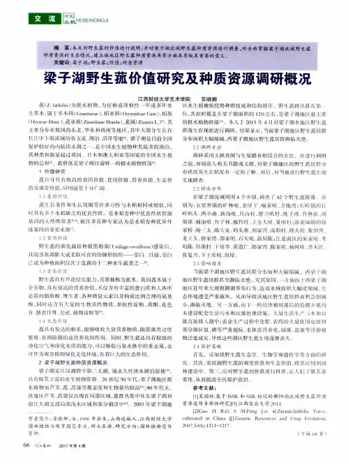 梁子湖野生菰价值研究及种质资源调研概况