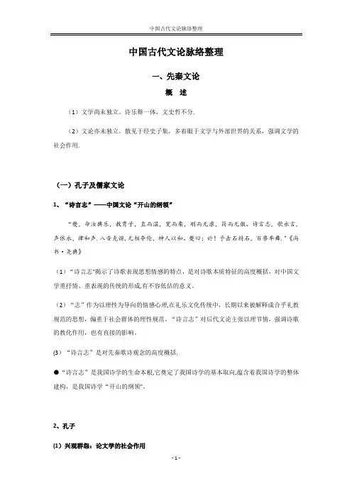 中国古代文论脉络整理
