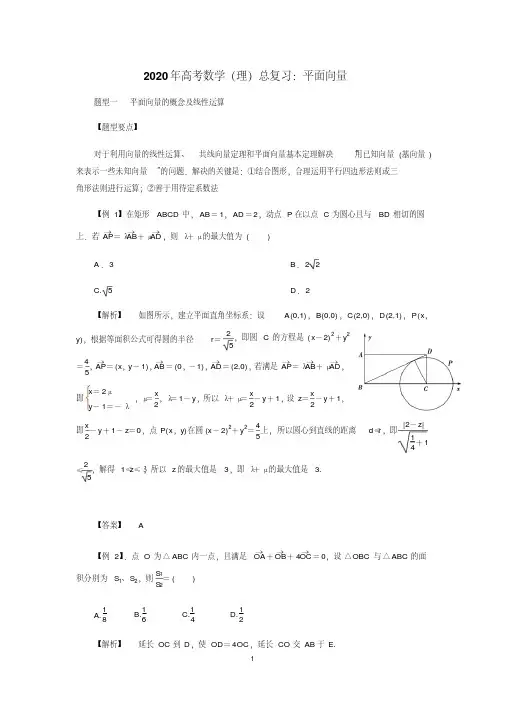 2020年高考数学(理)总复习：平面向量(解析版)
