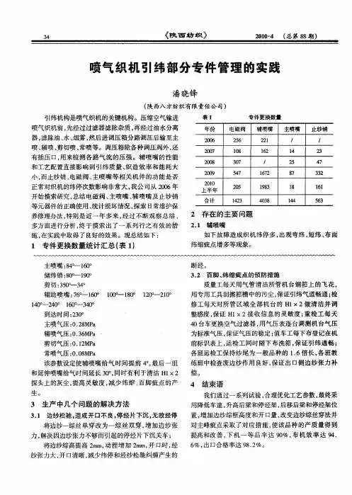 喷气织机引纬部分专件管理的实践