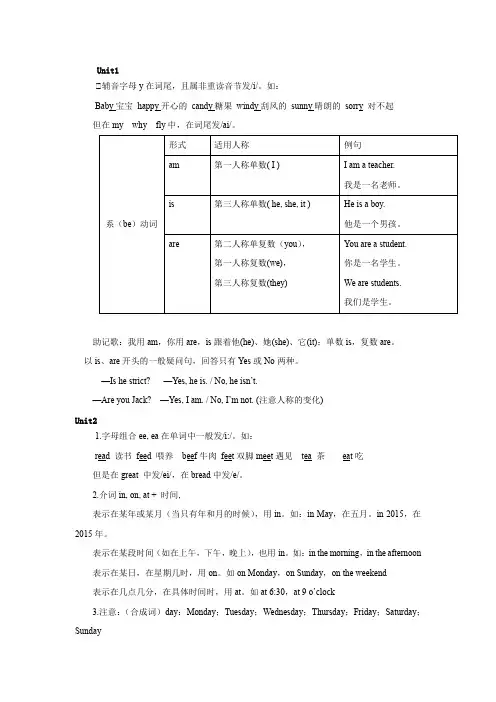 五年级上册语法知识点汇总