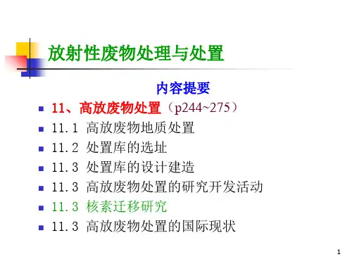 放射性废物的处理与处置高放处置