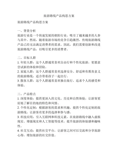 旅游路线产品构思方案