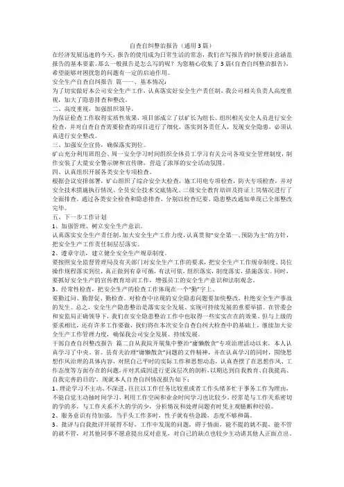 自查自纠整治报告(通用3篇)-最新