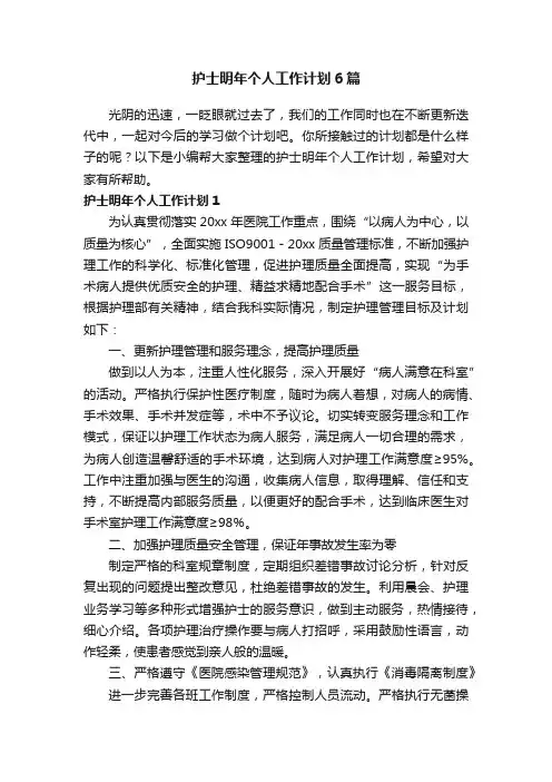 护士明年个人工作计划6篇