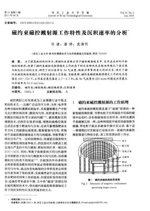 磁约束磁控溅射源工作特性及沉积速率的分析