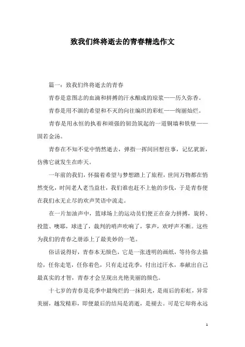 致我们终将逝去的青春精选作文
