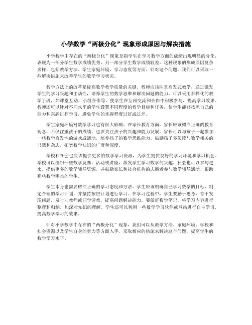 小学数学“两极分化”现象形成原因与解决措施