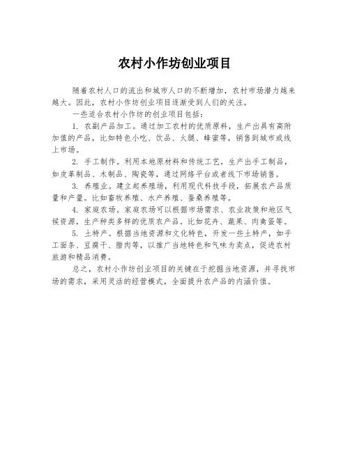 农村小作坊创业项目