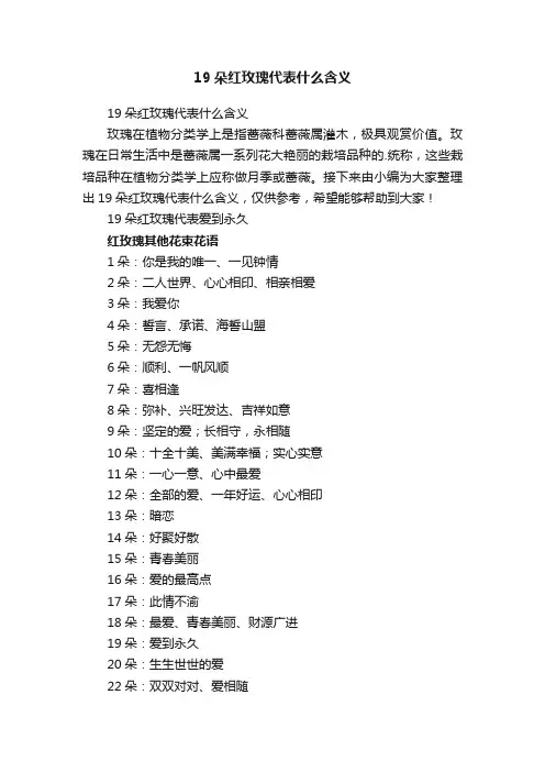 19朵红玫瑰代表什么含义
