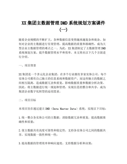 XX集团主数据管理DMD系统规划方案课件 (一)