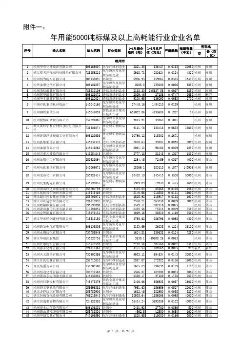 浙江高耗能企业名单
