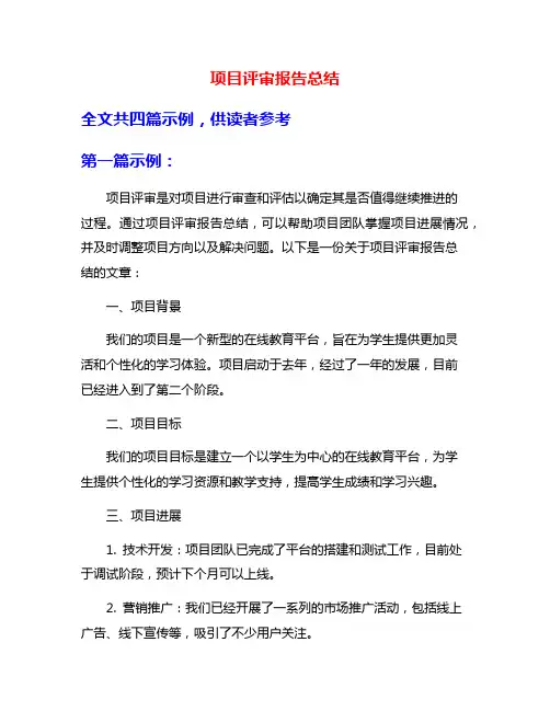 项目评审报告总结
