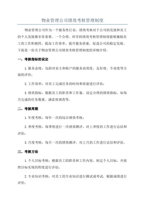 物业管理公司绩效考核管理制度