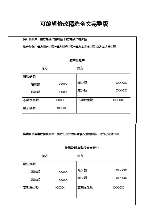 借贷记账法各个账户精选全文