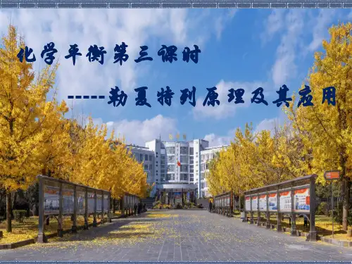 选修4,第二章,第三节,化学平衡,勒夏特列原理及其应用