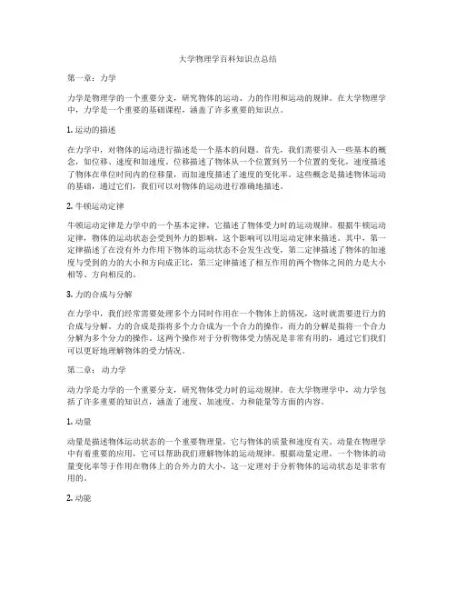 大学物理学百科知识点总结
