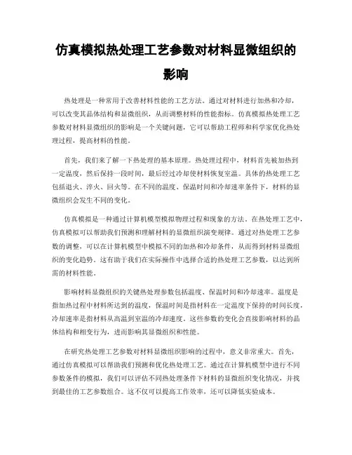 仿真模拟热处理工艺参数对材料显微组织的影响