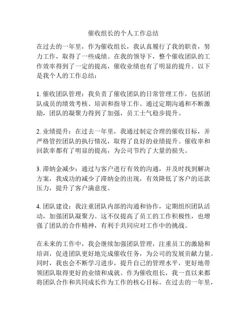 催收组长的个人工作总结