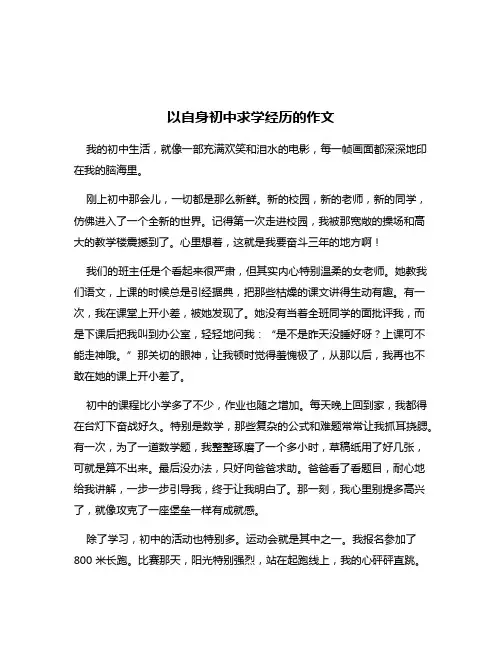 以自身初中求学经历的作文