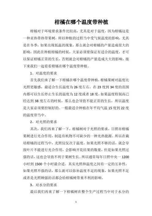 柑橘在哪个温度带种植