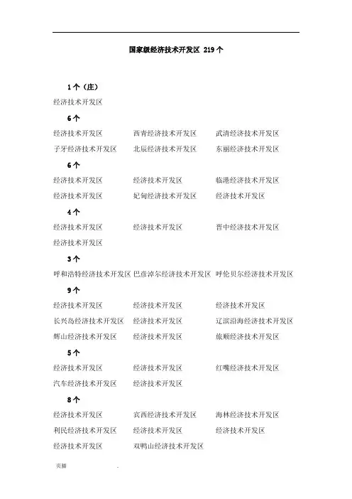 国家级经济技术开发区-219个(商务部)
