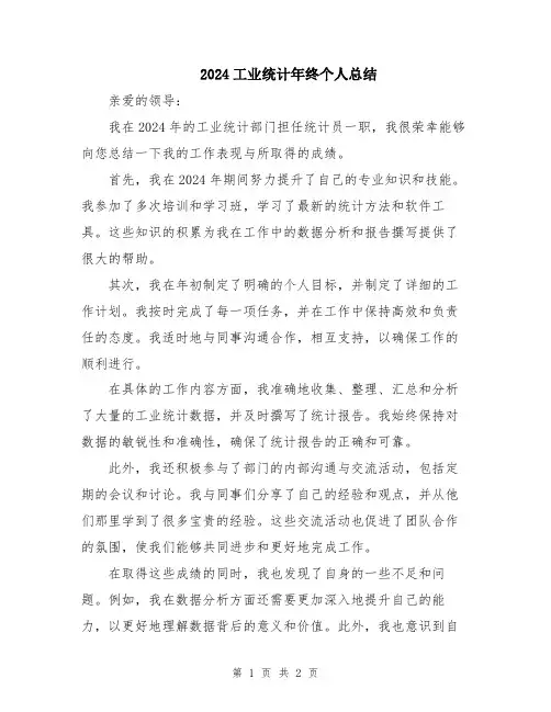 2024工业统计年终个人总结