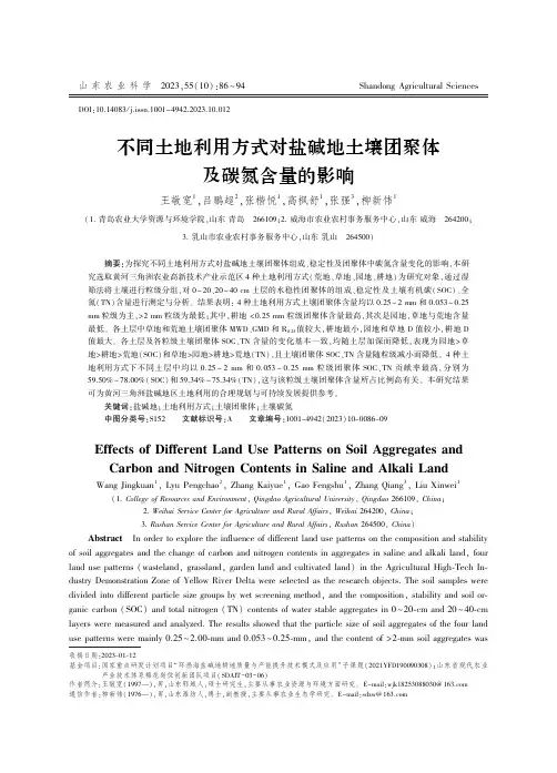 不同土地利用方式对盐碱地土壤团聚体及碳氮含量的影响