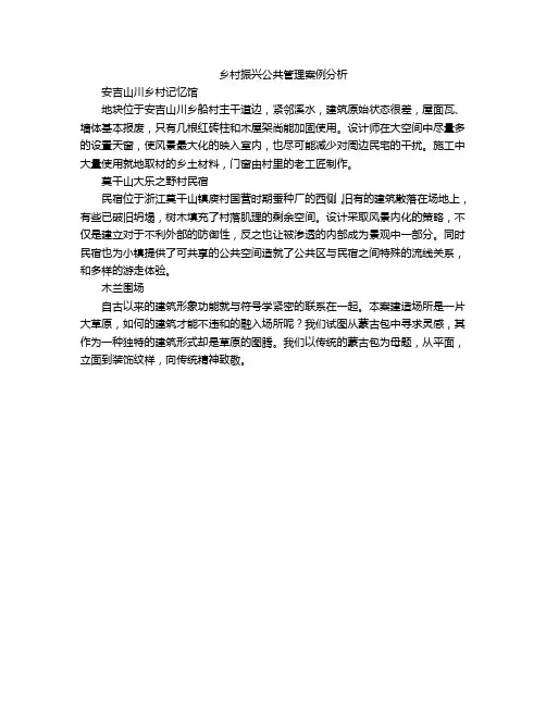 乡村振兴公共管理案例分析