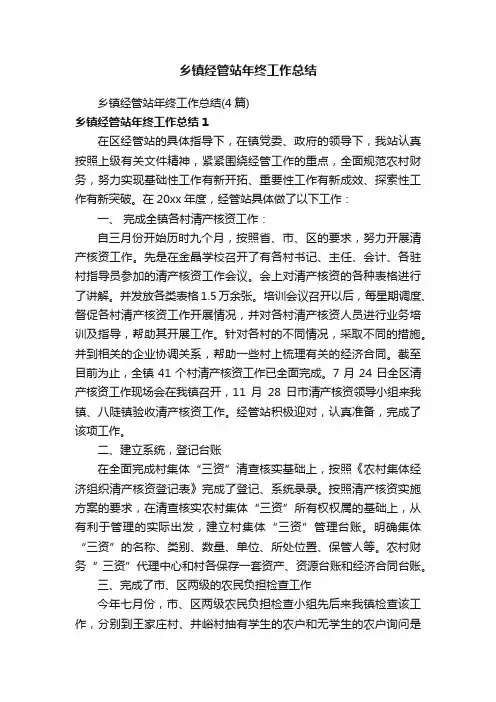 乡镇经管站年终工作总结（4篇）