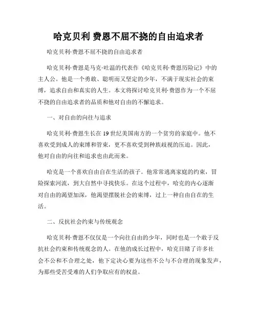 哈克贝利 费恩不屈不挠的自由追求者