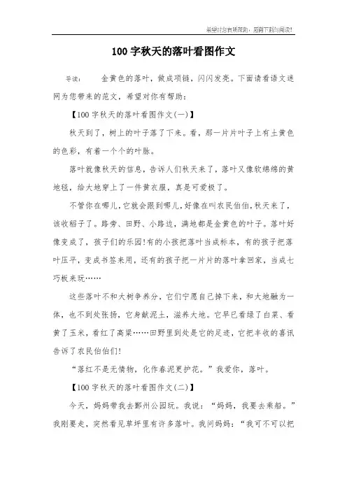 100字秋天的落叶看图作文