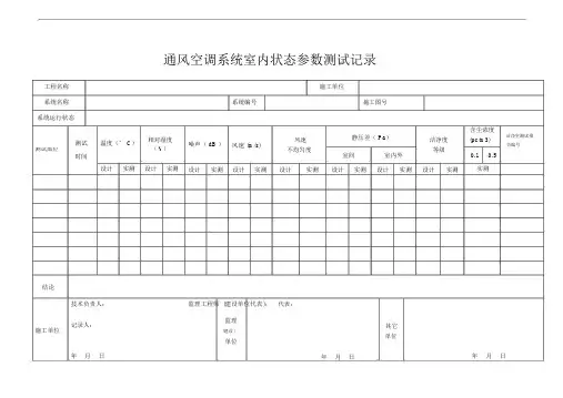 通风空调系统室内状态参数测试记录