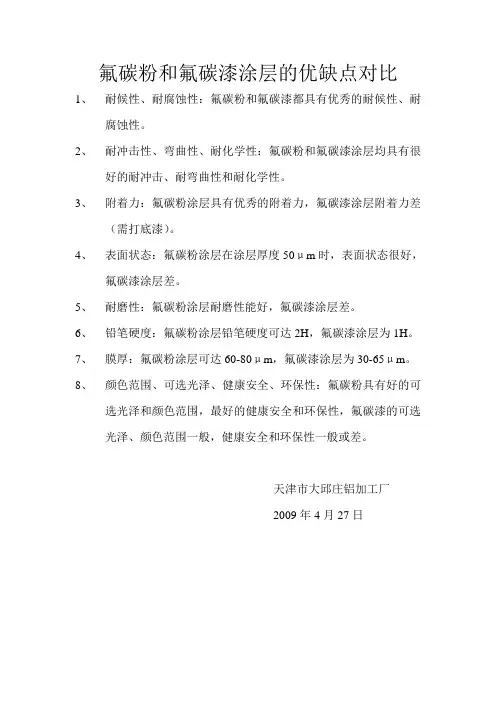 氟碳粉和氟碳漆涂层的优缺点对比