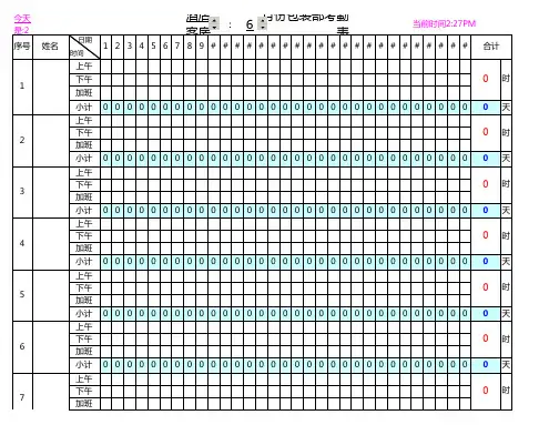 酒店客房服务员清洁考勤表(2)