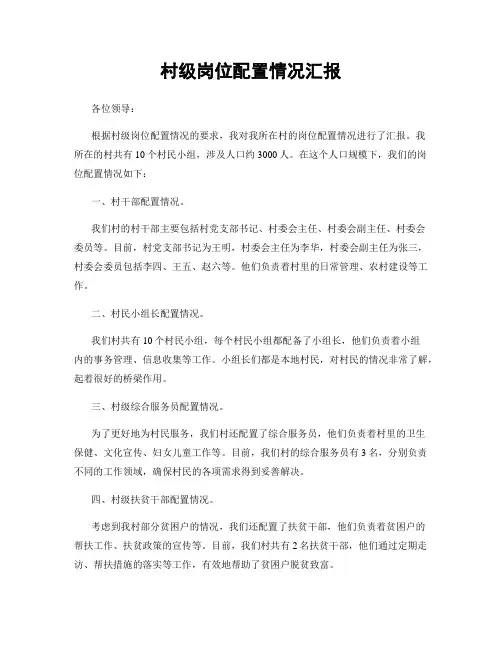 村级岗位配置情况汇报