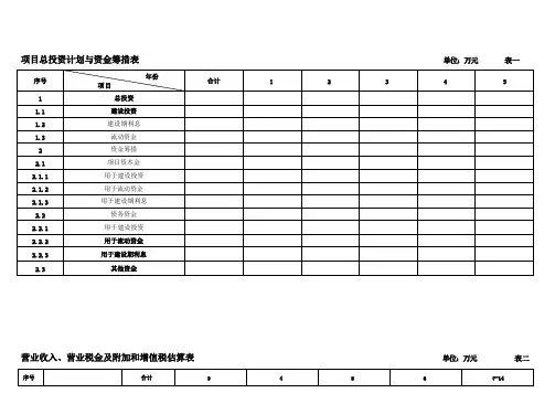 工程经济学课程设计表格