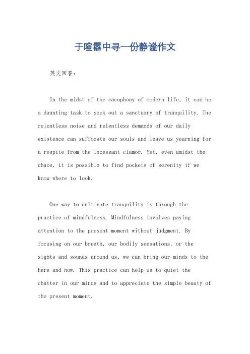 于喧嚣中寻一份静谧作文