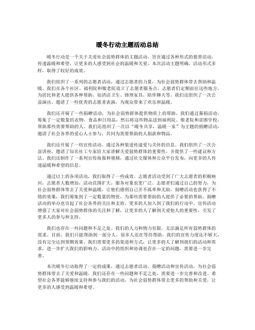 暖冬行动主题活动总结