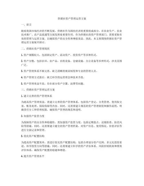供销社资产管理运营方案