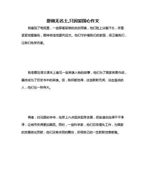 愿做无名士,只因爱国心作文