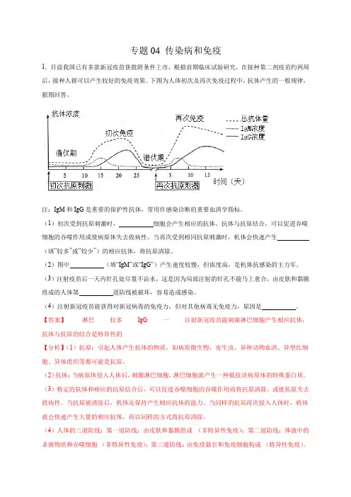 专题04传染病和免疫(综合题20道)