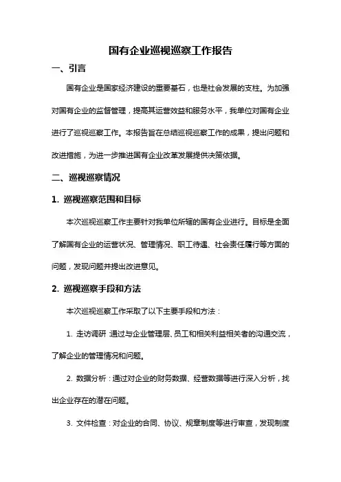 国有企业巡视巡察工作报告