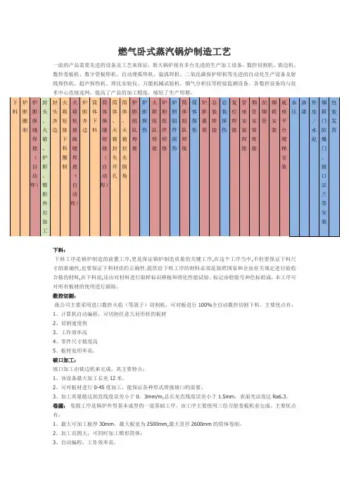 燃气卧式蒸汽锅炉制造工艺